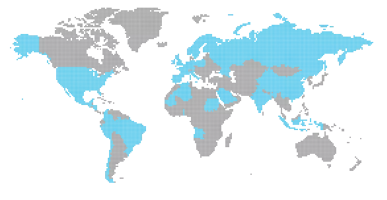Mapa-mundo com os países onde a EDMTECH está presente